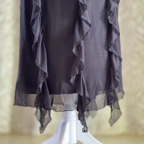 NWT Monki Black Mesh Ruffle Detail Midi Dress Whimsygoth Y2K Goth Size XS - Picture 8 of 11